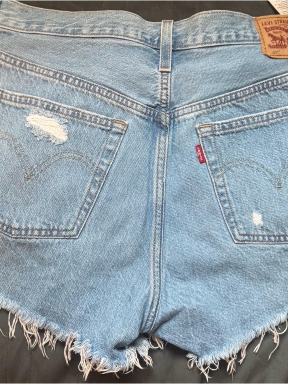 Levi's Light Wash Distressed Denim Cutoff Shorts